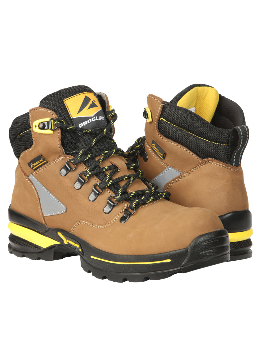 Procliff Safety Work Boots Nubuck Maple: Lace-Up with Helmet for Worksite Safety 45289