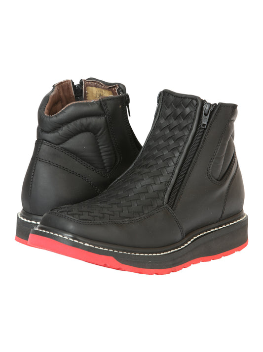 El General Men’s Ankle Boots with Zipper Woven Petatillo - Black

 45358