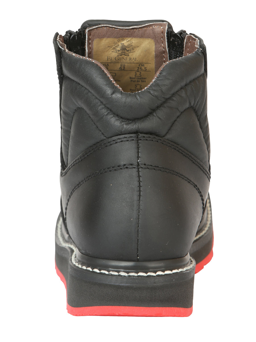 El General Men’s Ankle Boots with Zipper Woven Petatillo - Black

 45358
