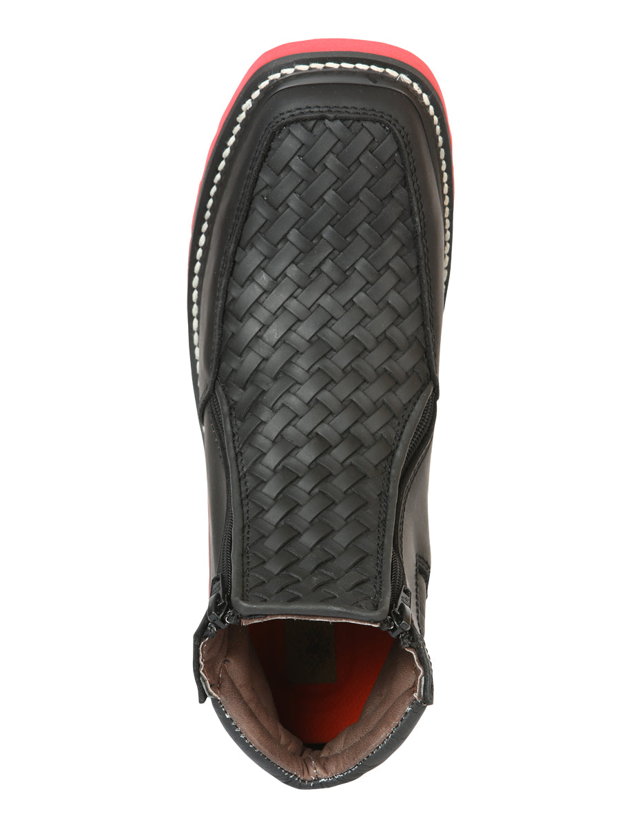 El General Men’s Ankle Boots with Zipper Woven Petatillo - Black

 45358