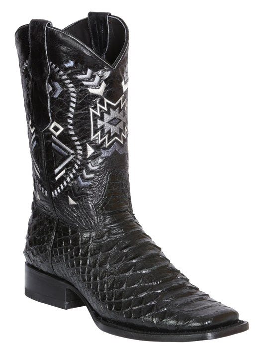 El General Men’s Black Python Imitation Rodeo Boots 45398
