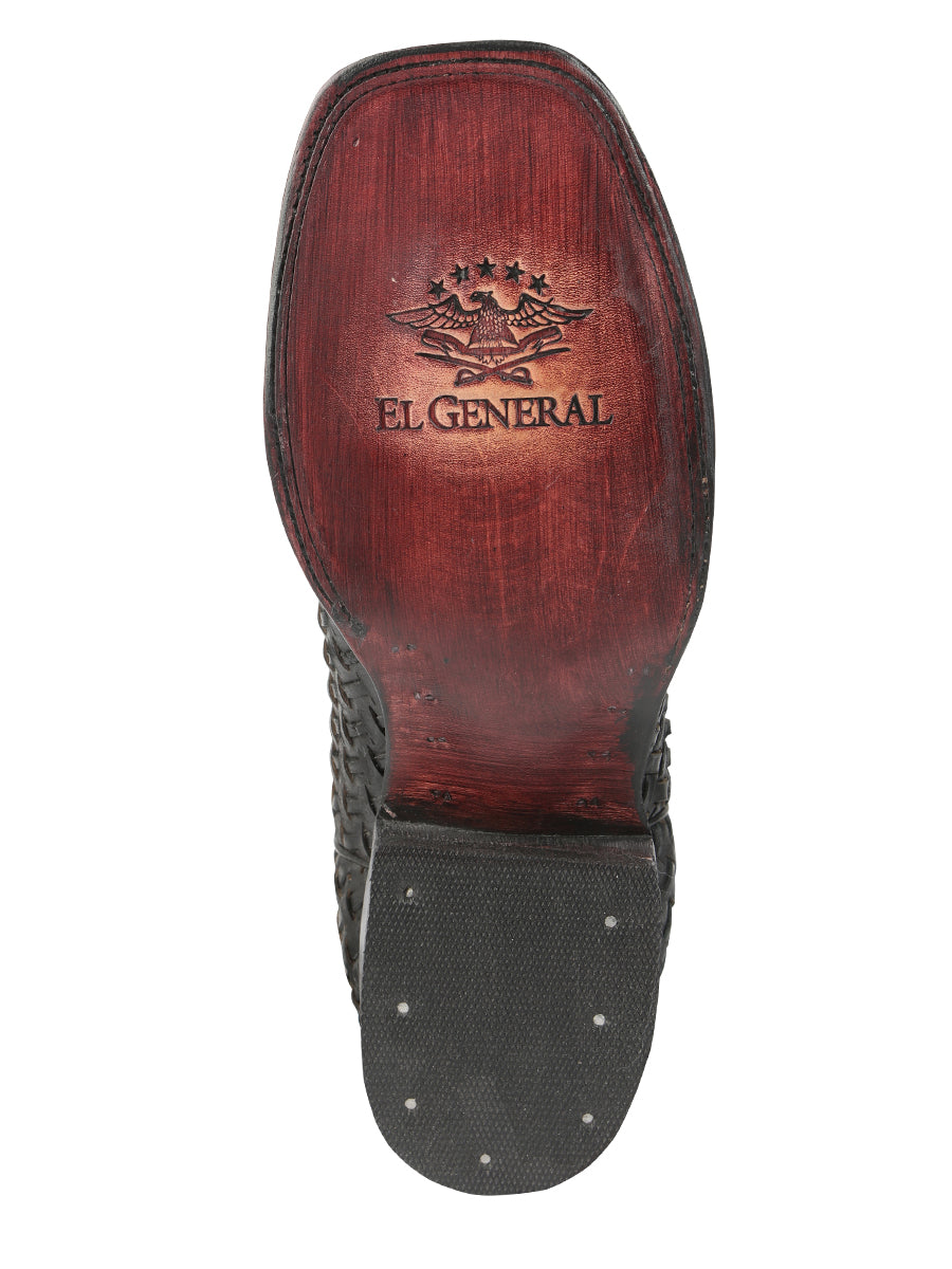 El General Men’s Leather Rodeo Boots Petatillo - Black 45400