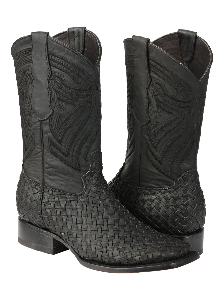 El General Men’s Leather Rodeo Boots Petatillo - Black 45400