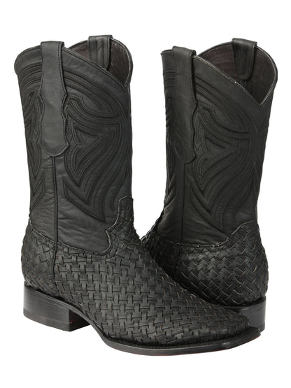 El General Men’s Leather Rodeo Boots Petatillo - Black 45400