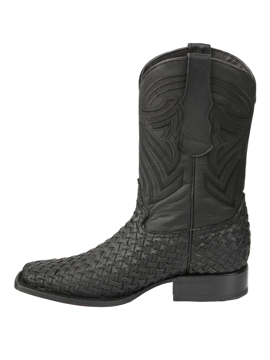 El General Men’s Leather Rodeo Boots Petatillo - Black 45400