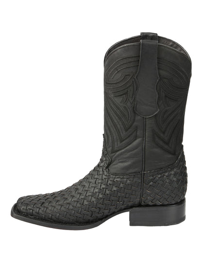 El General Men’s Leather Rodeo Boots Petatillo - Black 45400