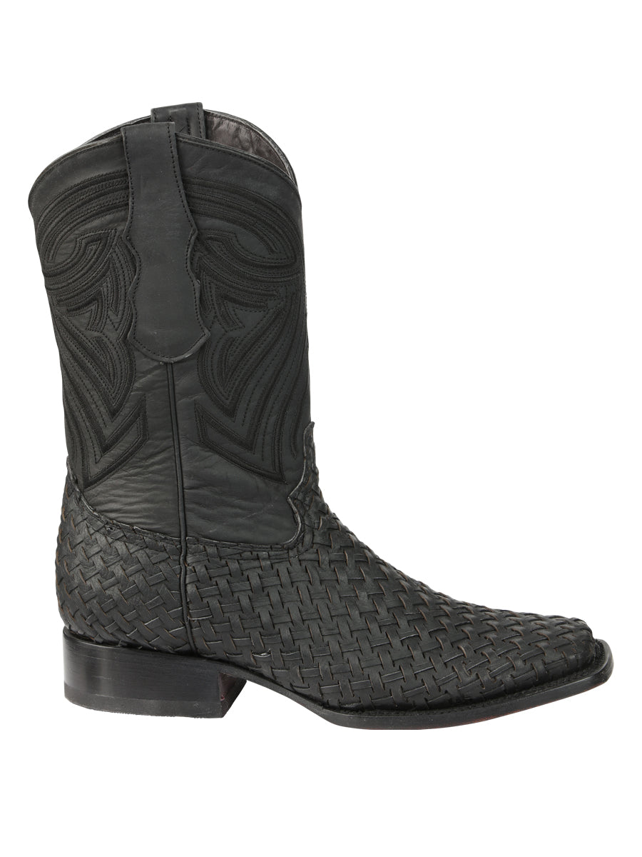 El General Men’s Leather Rodeo Boots Petatillo - Black 45400