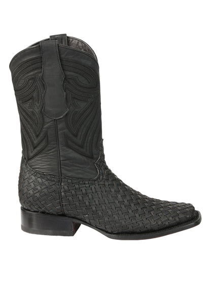 El General Men’s Leather Rodeo Boots Petatillo - Black 45400