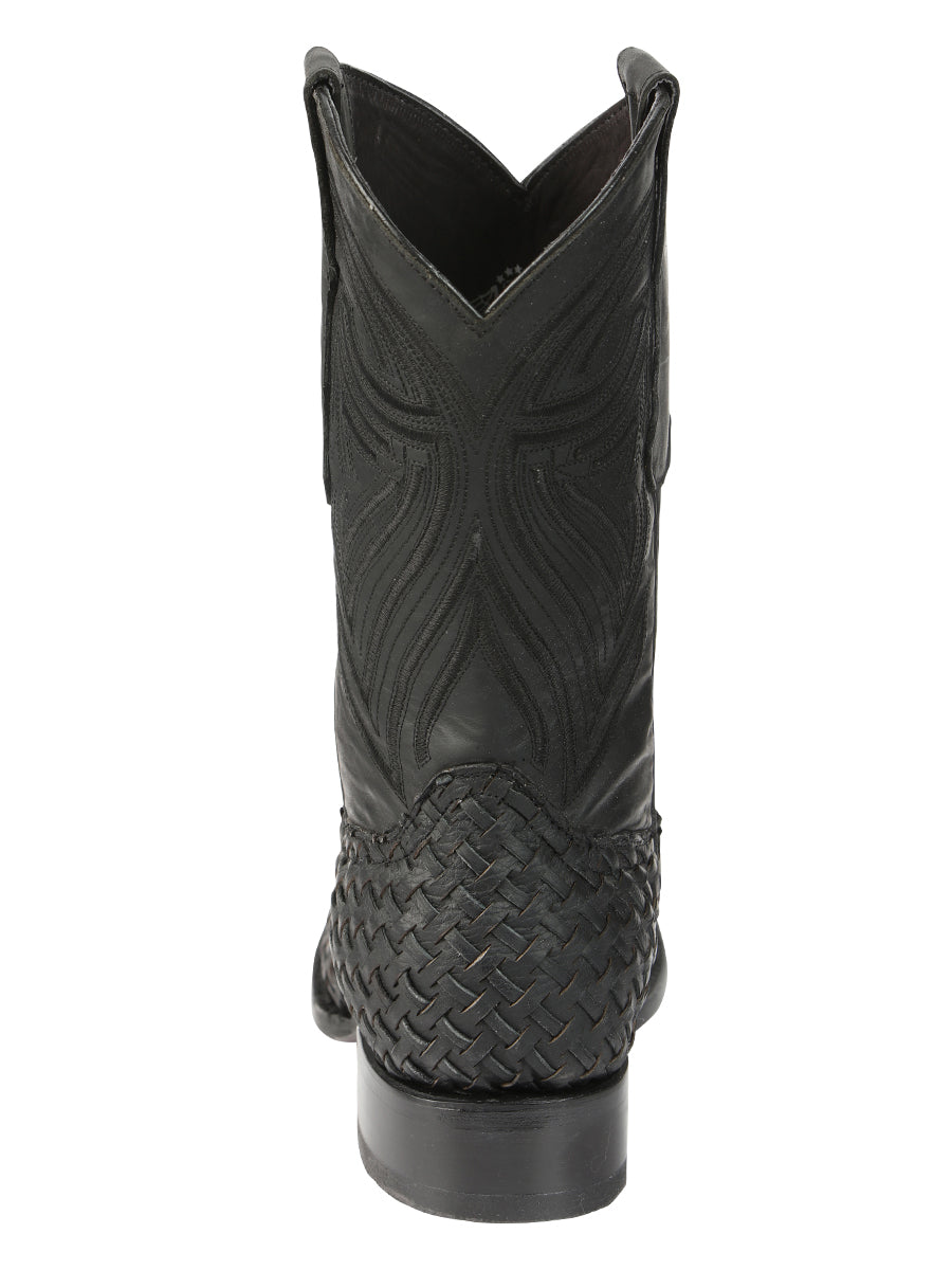 El General Men’s Leather Rodeo Boots Petatillo - Black 45400