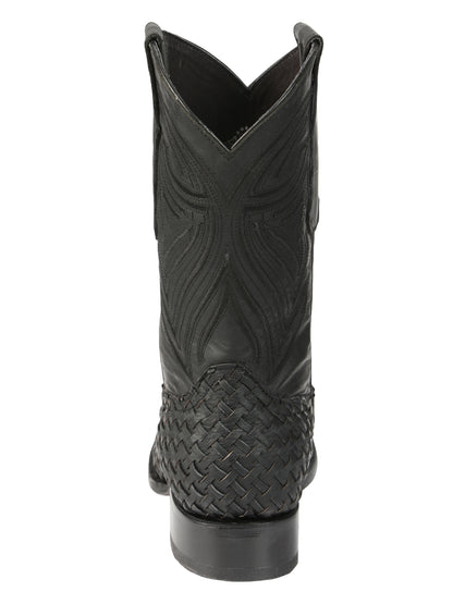 El General Men’s Leather Rodeo Boots Petatillo - Black 45400