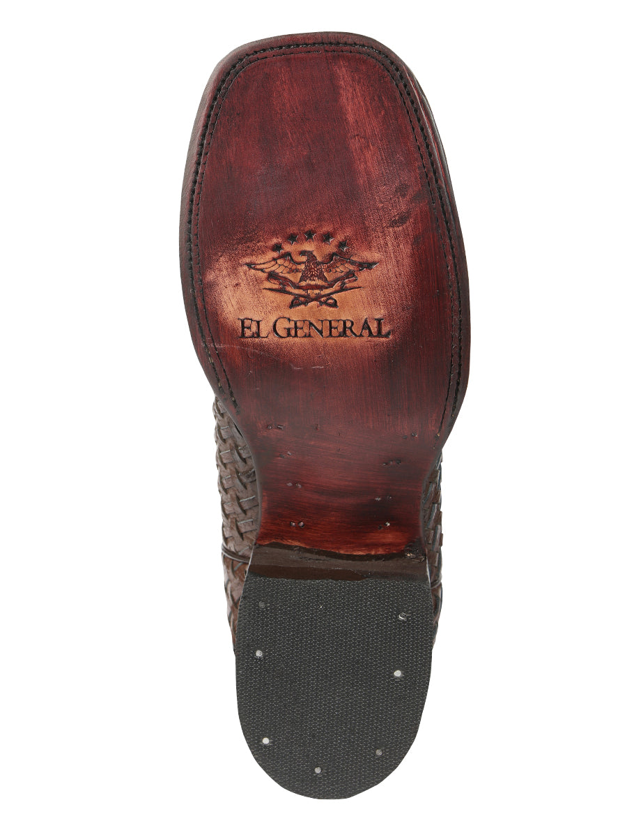 El General Men’s Leather Rodeo Boots Petatillo - Brown 45401