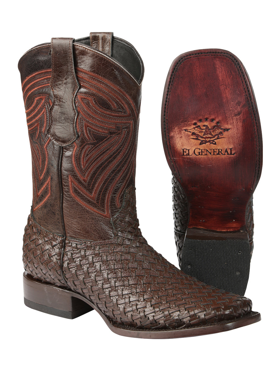 El General Men’s Leather Rodeo Boots Petatillo - Brown 45401
