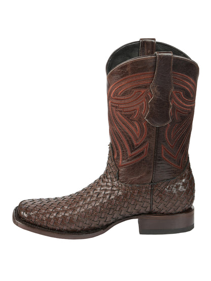 El General Men’s Leather Rodeo Boots Petatillo - Brown 45401
