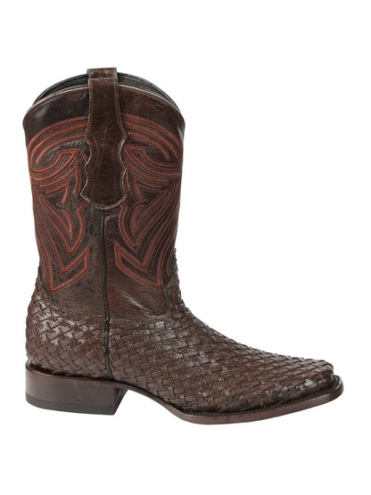 El General Men’s Leather Rodeo Boots Petatillo - Brown 45401