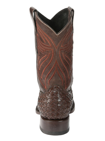 El General Men’s Leather Rodeo Boots Petatillo - Brown 45401