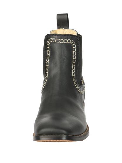 El General Men’s Leather Ankle Boots - Black 45420