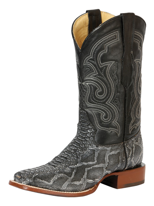 El General Men’s Python Imitation Rodeo Boots - Gray 45432