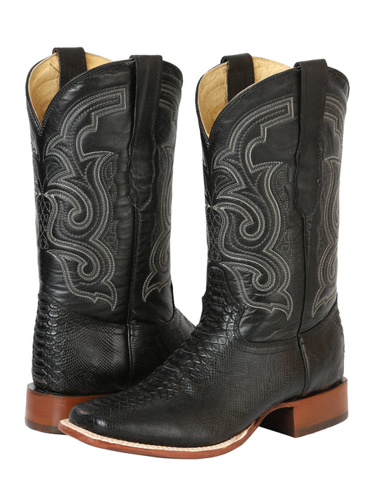 El General Men’s Python Imitation Rodeo Boots - Black 45433