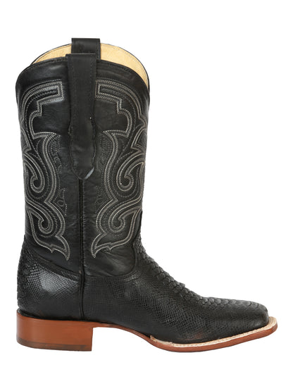 El General Men’s Python Imitation Rodeo Boots - Black 45433
