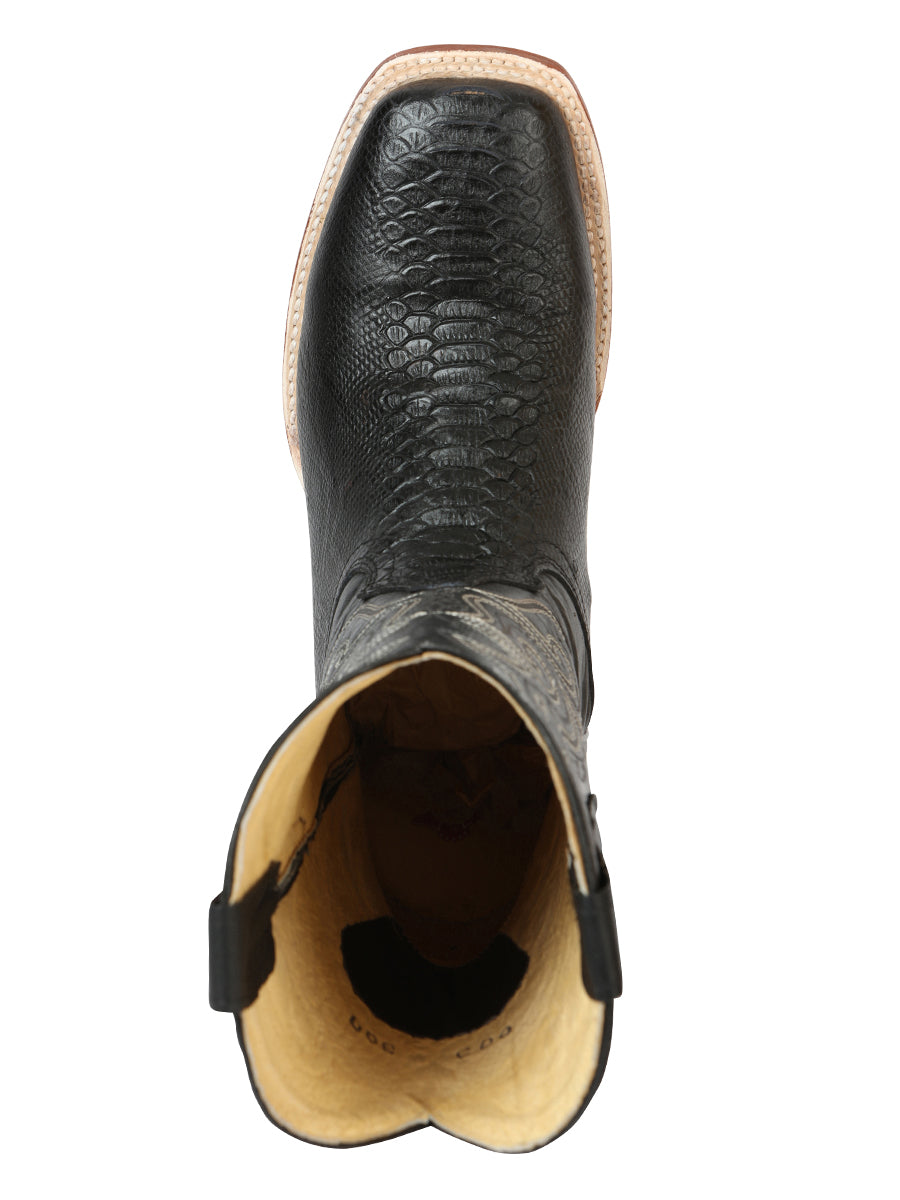 El General Men’s Python Imitation Rodeo Boots - Black 45433