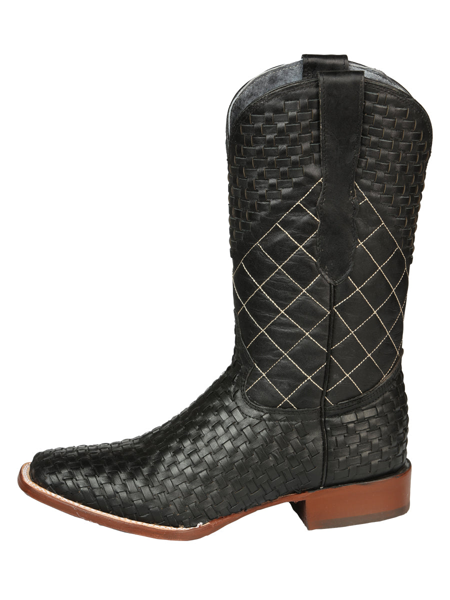 El General Men's Rodeo Boots Petatillo Leather - Black 45438