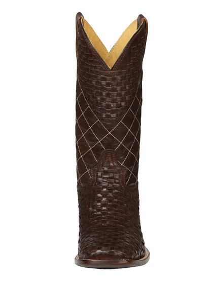 El General Men's Rodeo Boots Petatillo Leather - Brown 45440