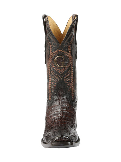 El General Men's Exotic Caiman Nuca Cowboy Boots - Brown 45522