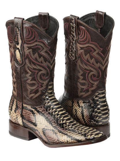 El General Men’s Python Imitation Rodeo Boots - Brown 45528