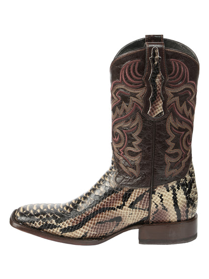 El General Men’s Python Imitation Rodeo Boots - Brown 45528