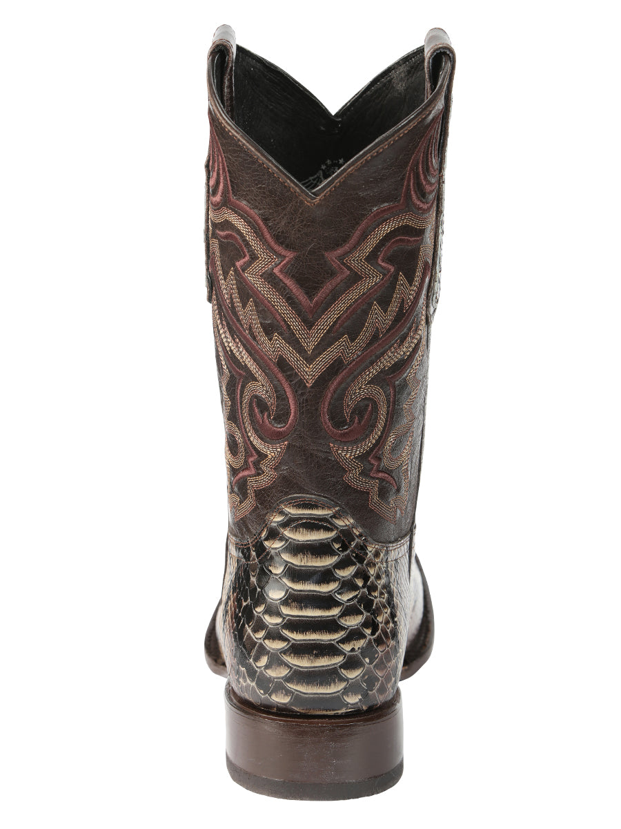 El General Men’s Python Imitation Rodeo Boots - Brown 45528