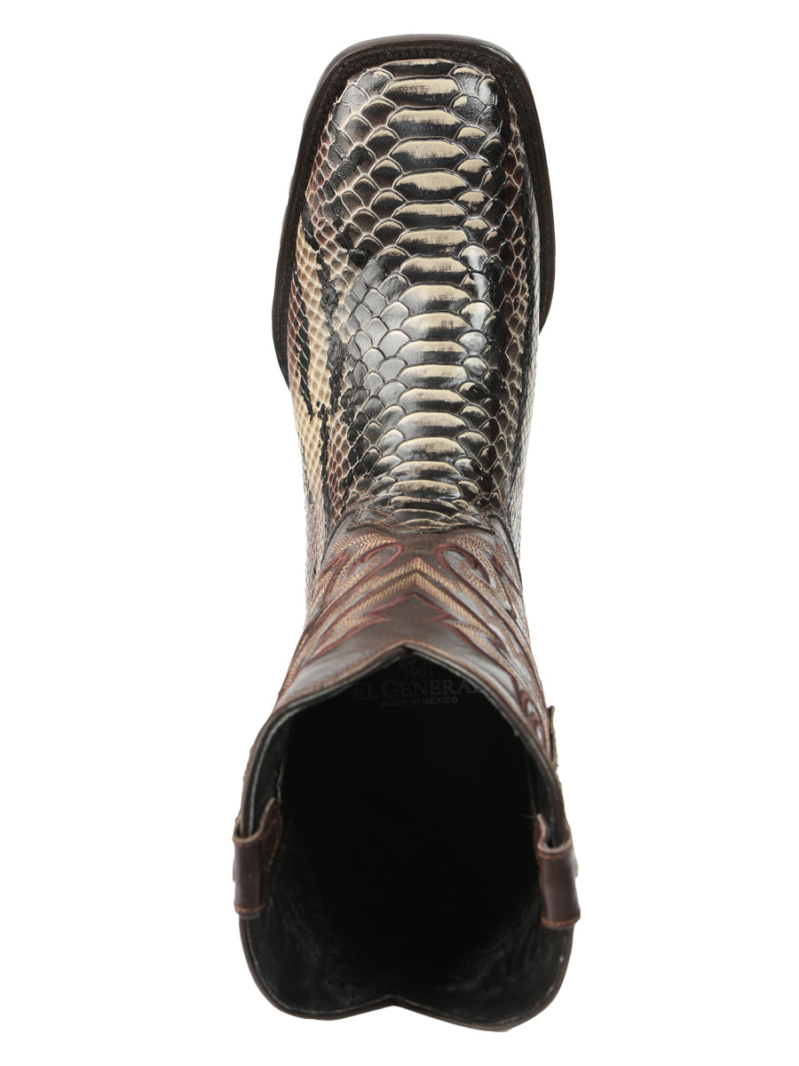 El General Men’s Python Imitation Rodeo Boots - Brown 45528