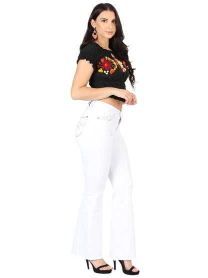 Centenario Women's White Bootcut Denim Jeans 45545