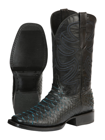 El General Men’s Rodeo Boot Imitation Python - Black/Blue 45564