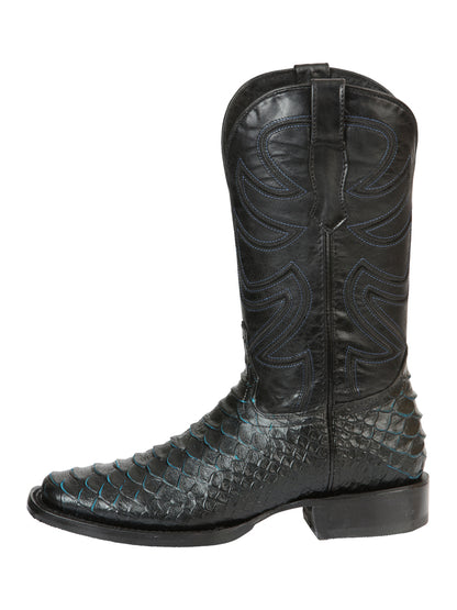 El General Men’s Rodeo Boot Imitation Python - Black/Blue 45564