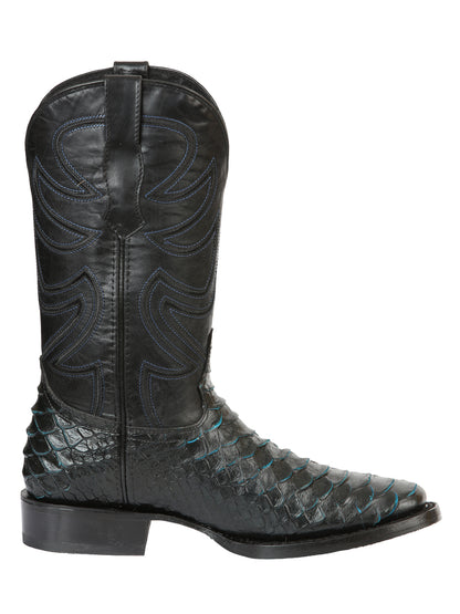 El General Men’s Rodeo Boot Imitation Python - Black/Blue 45564
