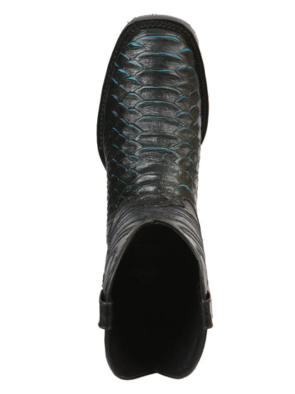 El General Men’s Rodeo Boot Imitation Python - Black/Blue 45564