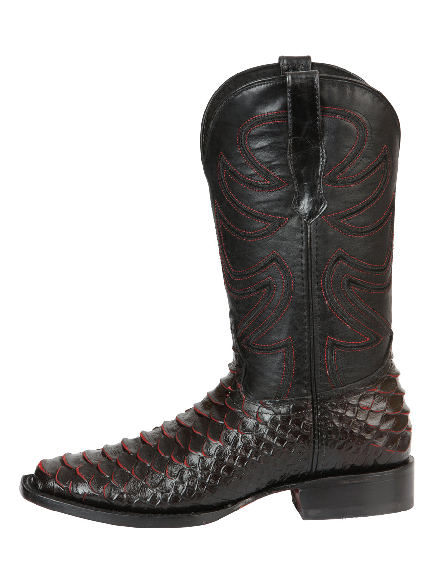 El General Men’s Rodeo Boot Imitation Python - Black/Red 45565