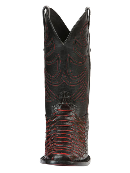 El General Men’s Rodeo Boot Imitation Python - Black/Red 45565