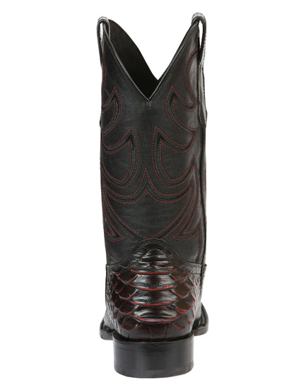 El General Men’s Rodeo Boot Imitation Python - Black/Red 45565