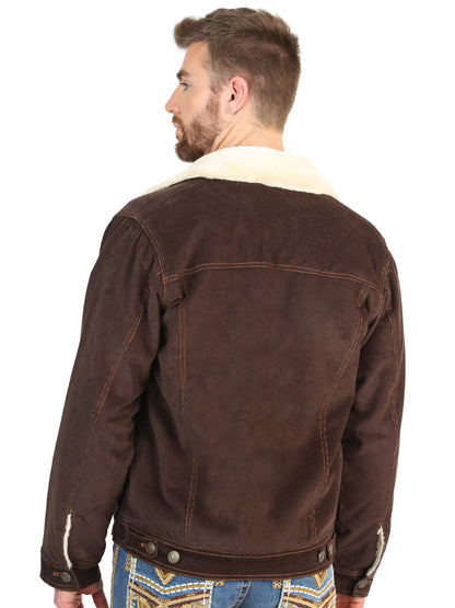 El General Men’s Brown Corduroy Sherpa-Lined Jacket 45632
