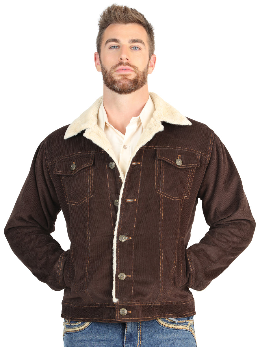 El General Men’s Brown Corduroy Sherpa-Lined Jacket 45632