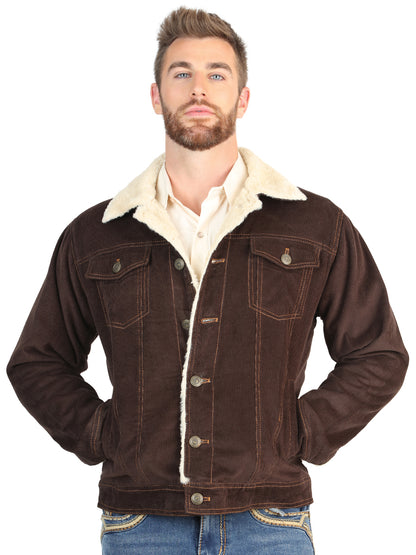 El General Men’s Brown Corduroy Sherpa-Lined Jacket 45632