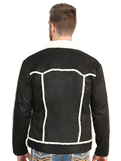 El General Men’s Black Suede Sherpa-Lined Jacket 45633