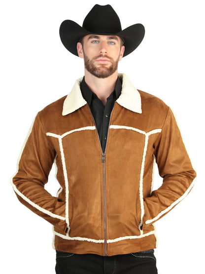 El General Men’s Tan Suede Sherpa-Lined Jacket 45634