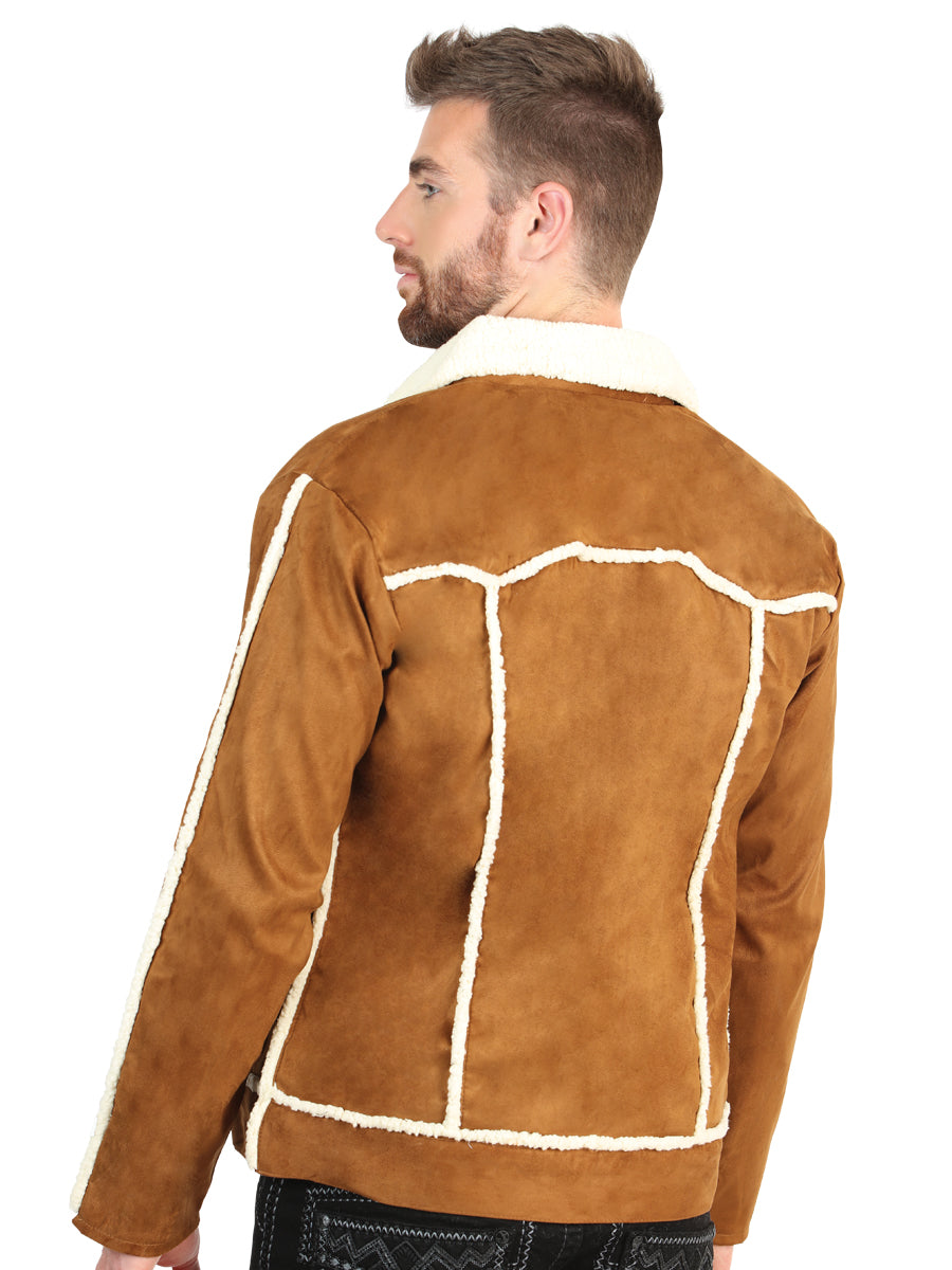 El General Men’s Tan Suede Sherpa-Lined Jacket 45634