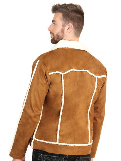 El General Men’s Tan Suede Sherpa-Lined Jacket 45634