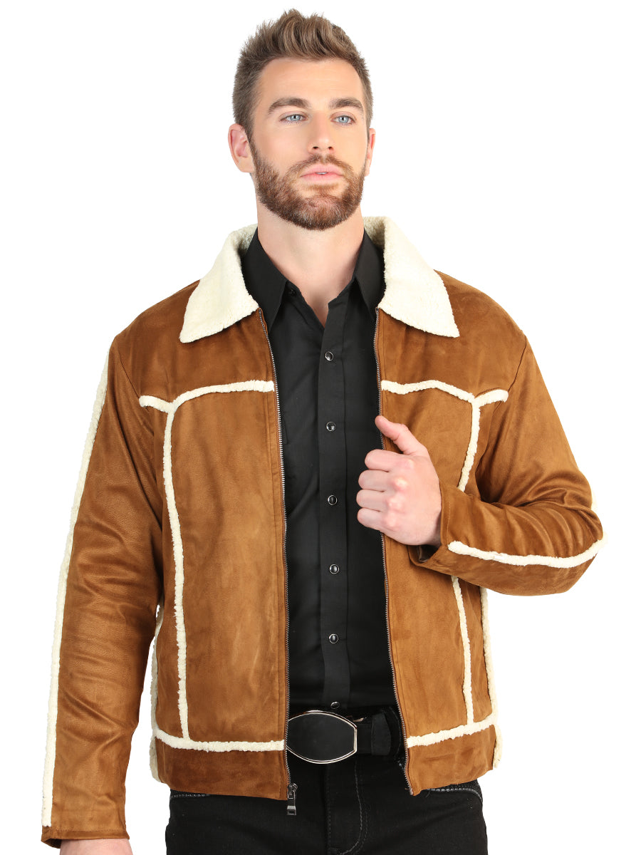 El General Men’s Tan Suede Sherpa-Lined Jacket 45634