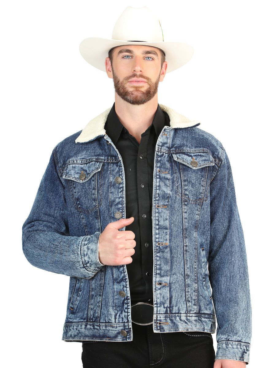 El General Men’s Light Blue Denim Sherpa-Lined Jacket 45639