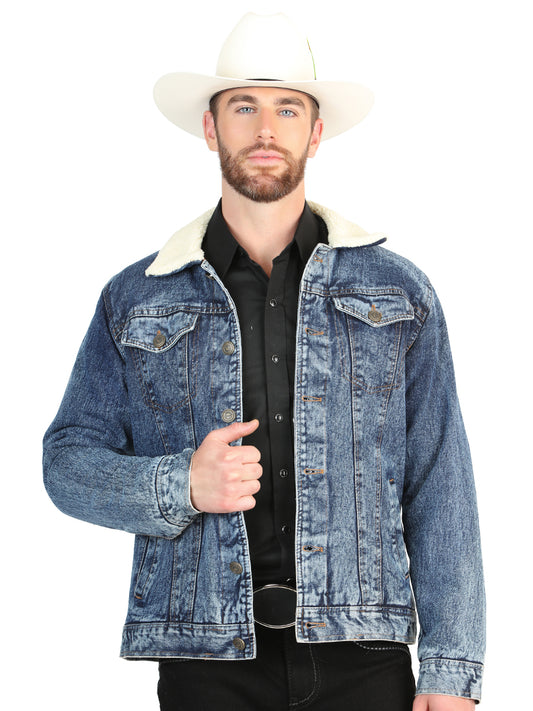 El General Men’s Light Blue Denim Sherpa-Lined Jacket 45639