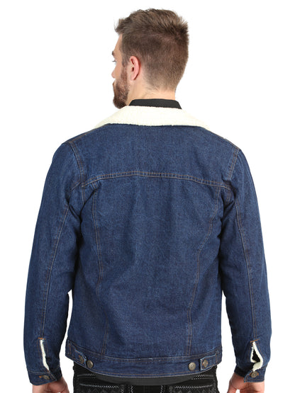 El General Men’s Dark Blue Denim Sherpa-Lined Jacket 45640